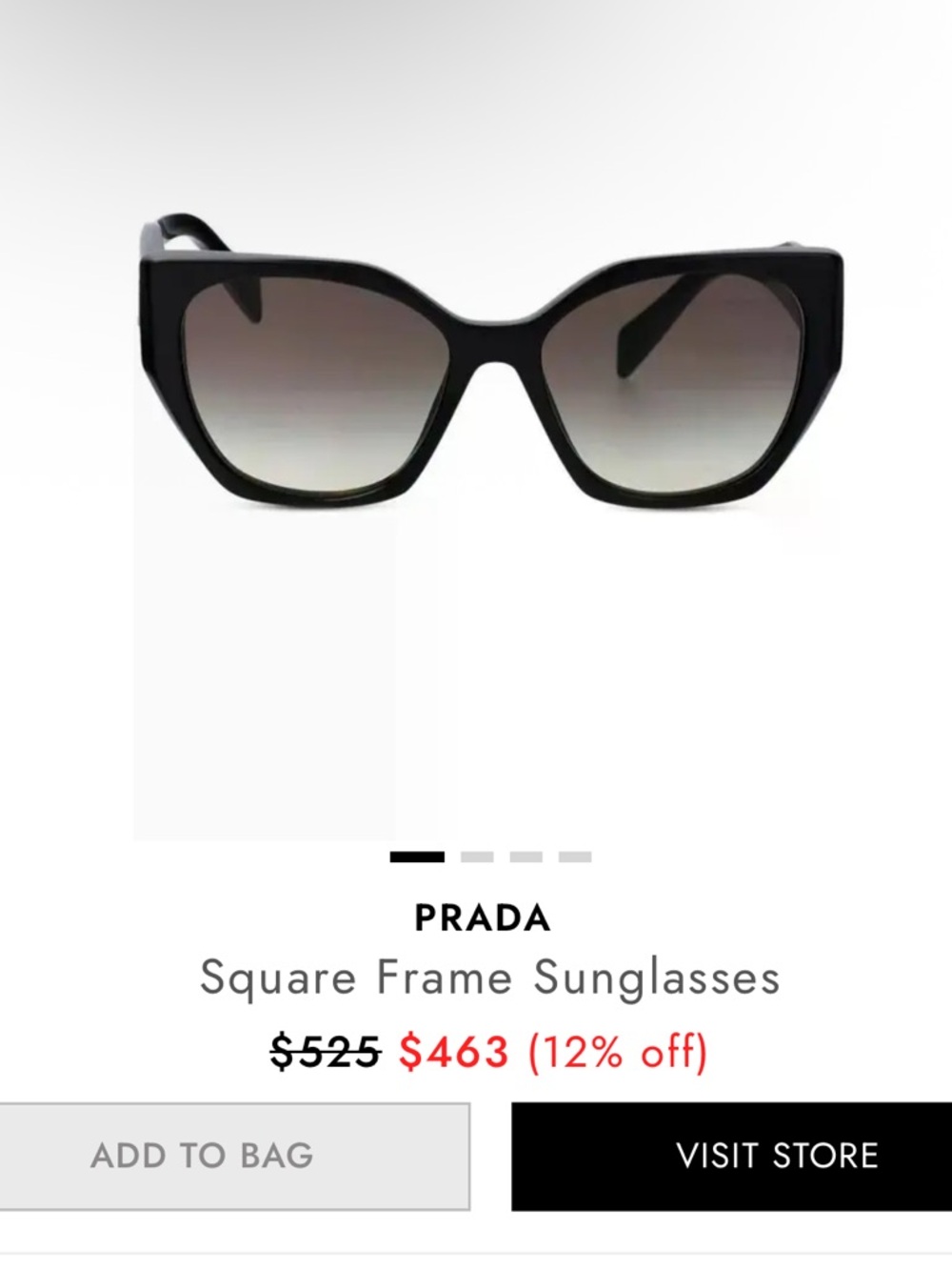 Prada Black Square Sunglasses with Gradient Lenses